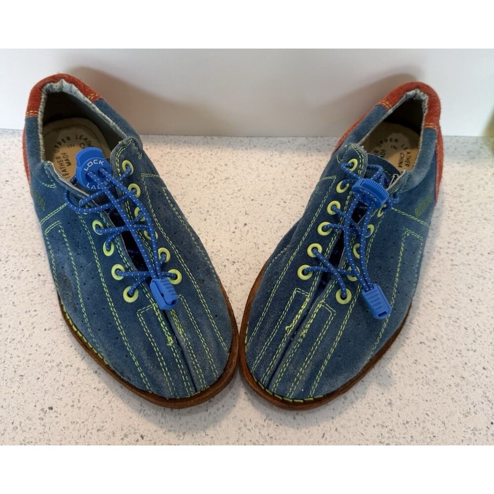 BSI Bowling Shoes Rental Blue Red Leather Sole Size 6.5 Womens Lace-Up